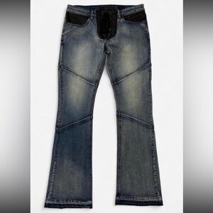 Wornstar Troubadour Faux Leather Lace-Up Bootcut Jeans